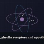 Illustrated molecular orbit diagram with concentric rings, captioned “GHRP-6, ghrelin receptors and appetite”