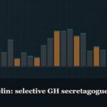 Illustrated bar-graph style data graphic, captioned “Ipamorelin: selective GH secretagogue”
